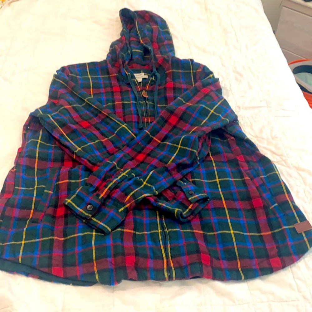 LL Bean Flannel Hoodie with Zipper! XL